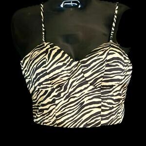 Sincerely Jules Revolve Gold‎ Zebra Corset Bustier Crop Top size Medium NWT